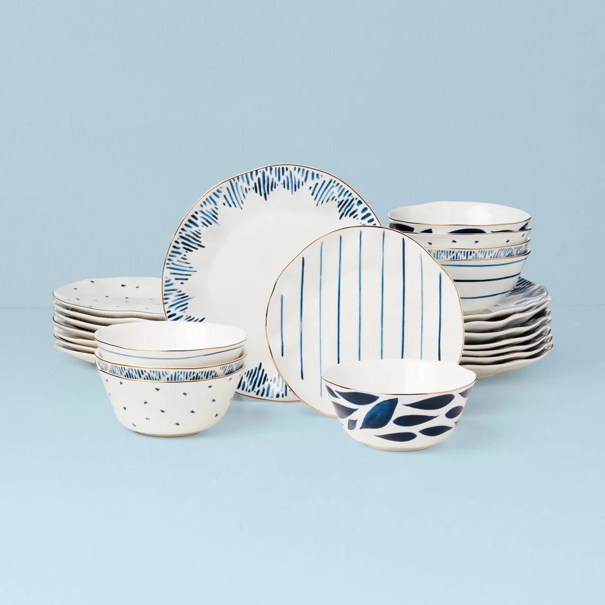 Blue Bay 24-Piece Dinnerware Set, Service For 8