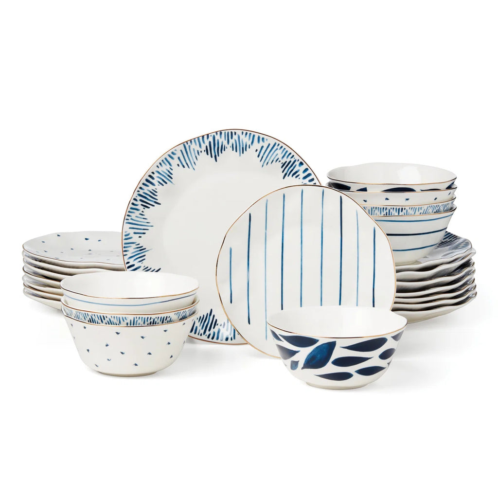Blue Bay 24-Piece Dinnerware Set, Service For 8