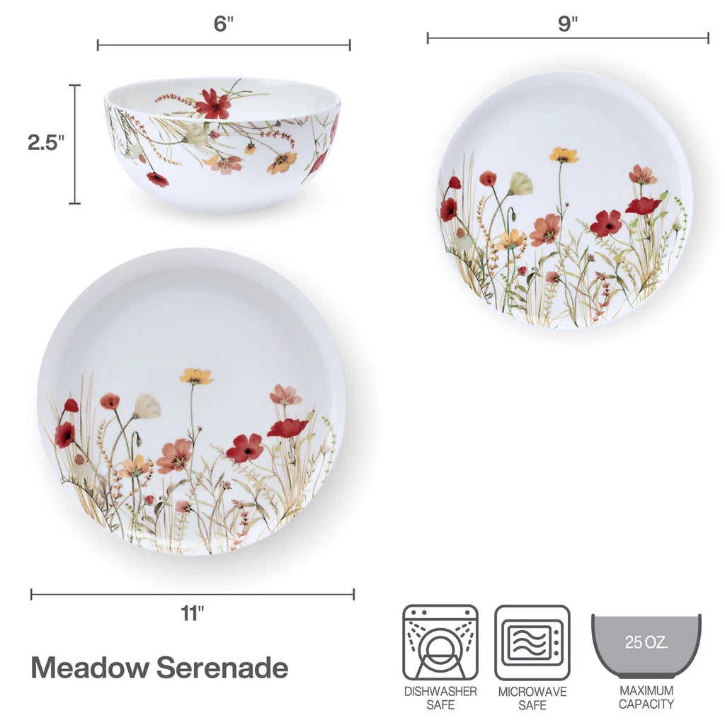 Meadow Serenade Dinnerware Set, 12 Piece, Service For 4